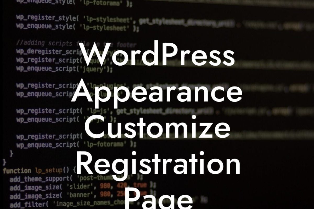 WordPress Appearance Customize Registration Page