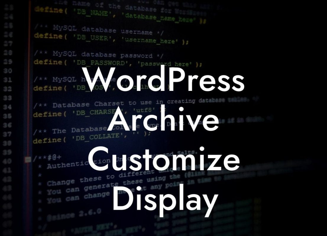 WordPress Archive Customize Display