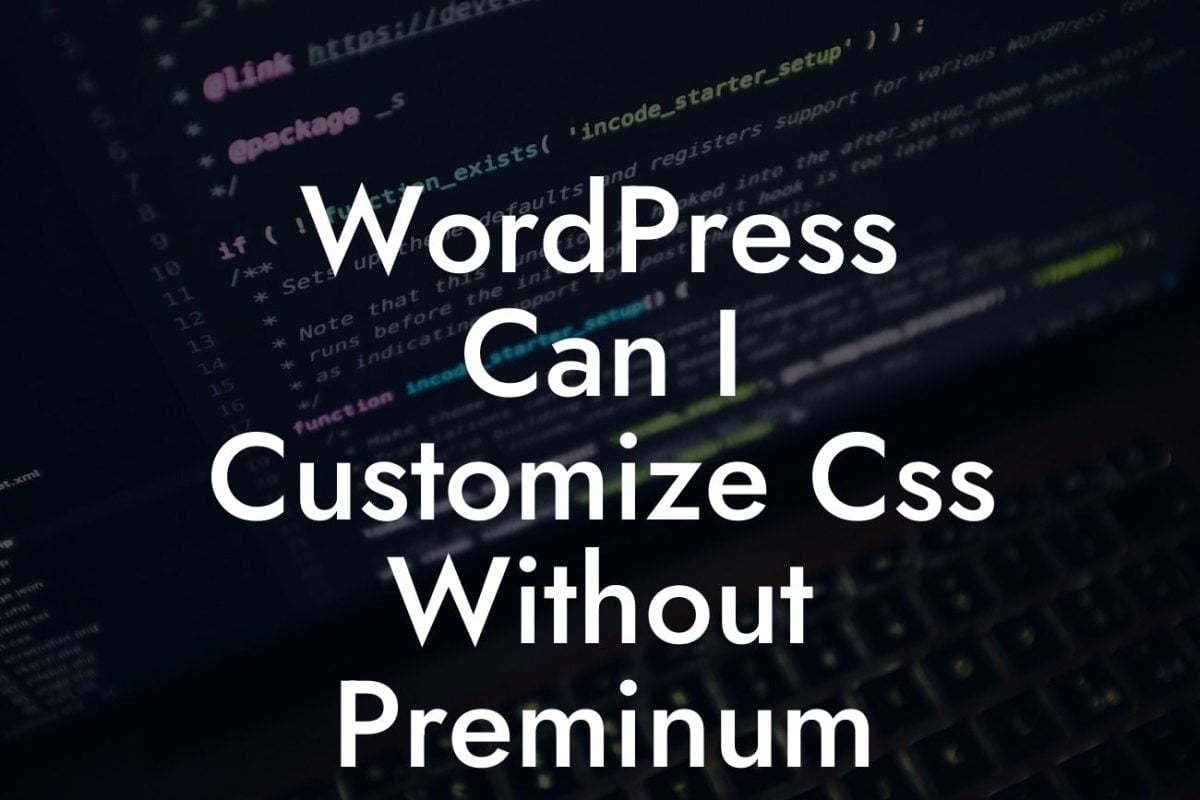 WordPress Can I Customize Css Without Preminum