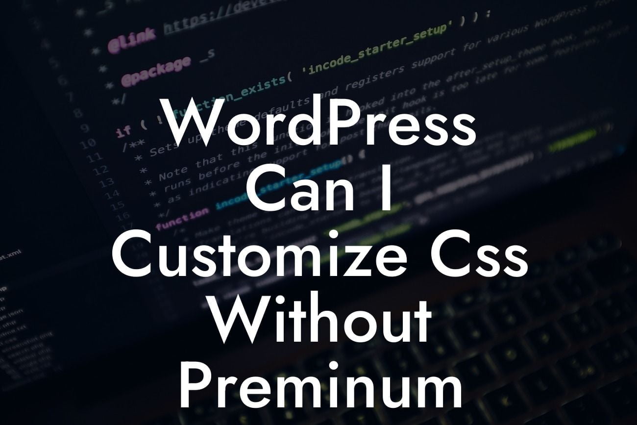 WordPress Can I Customize Css Without Preminum