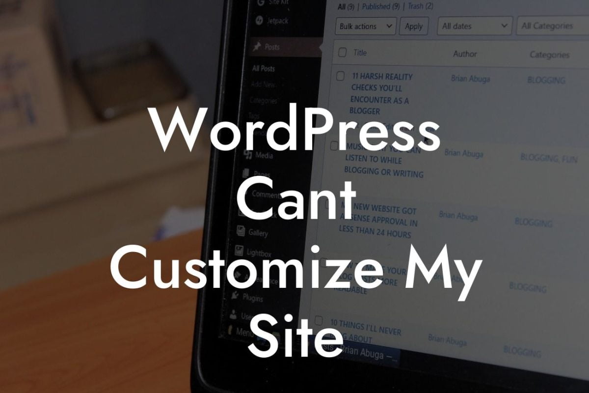 WordPress Cant Customize My Site