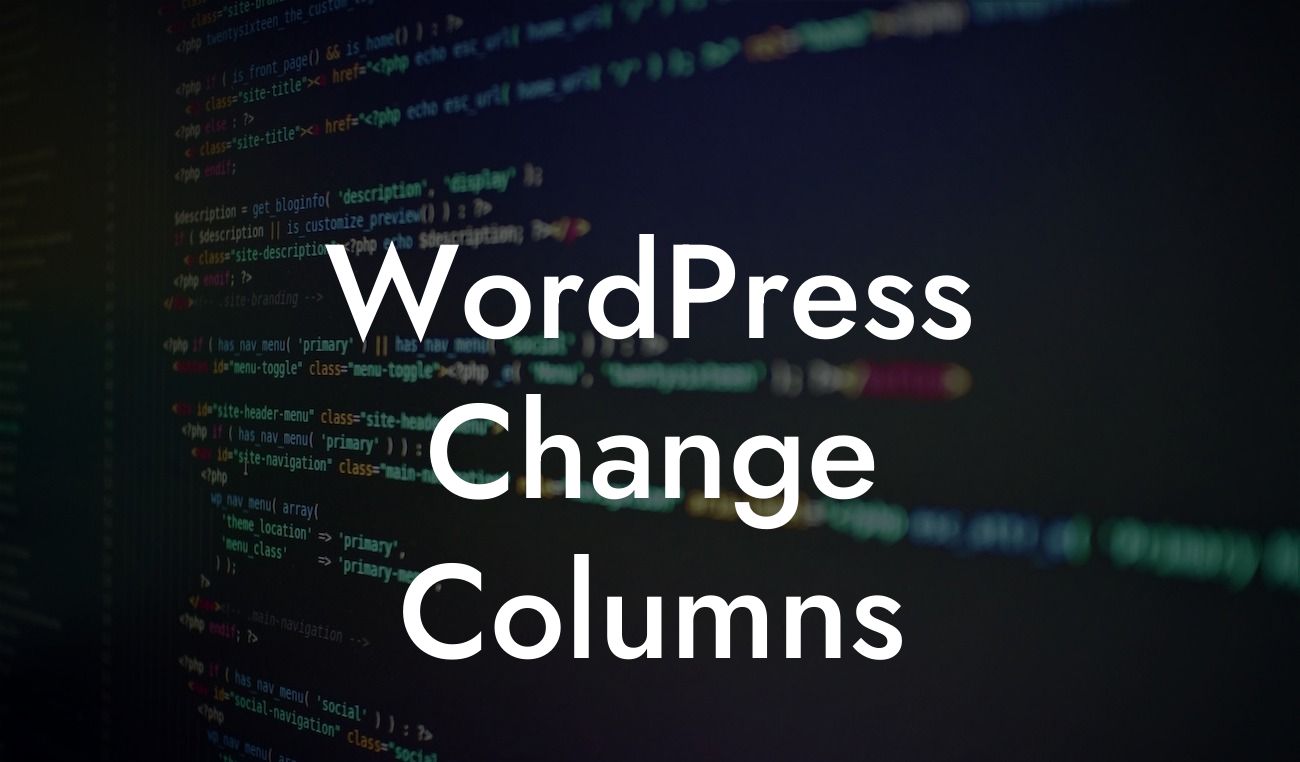 WordPress Change Columns