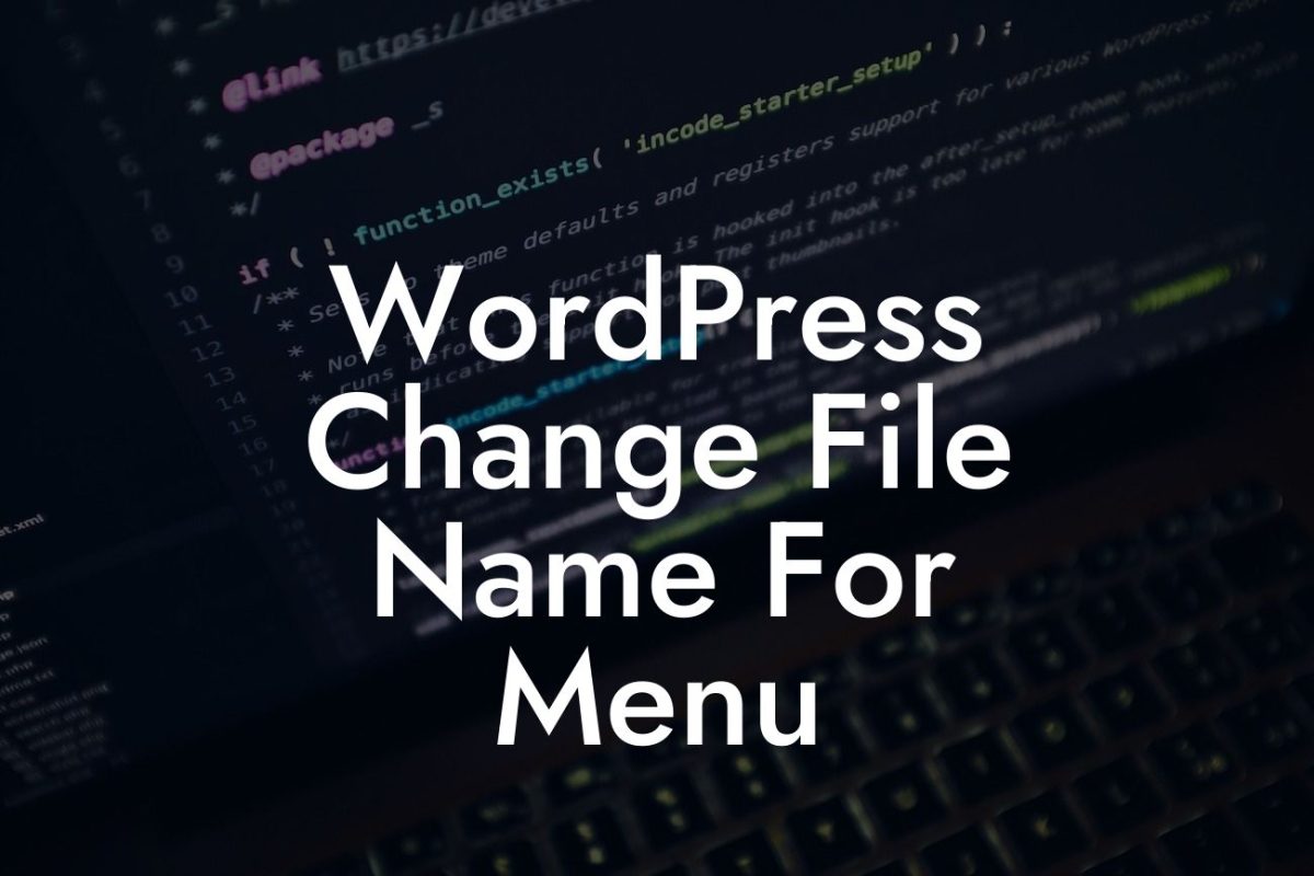 WordPress Change File Name For Menu