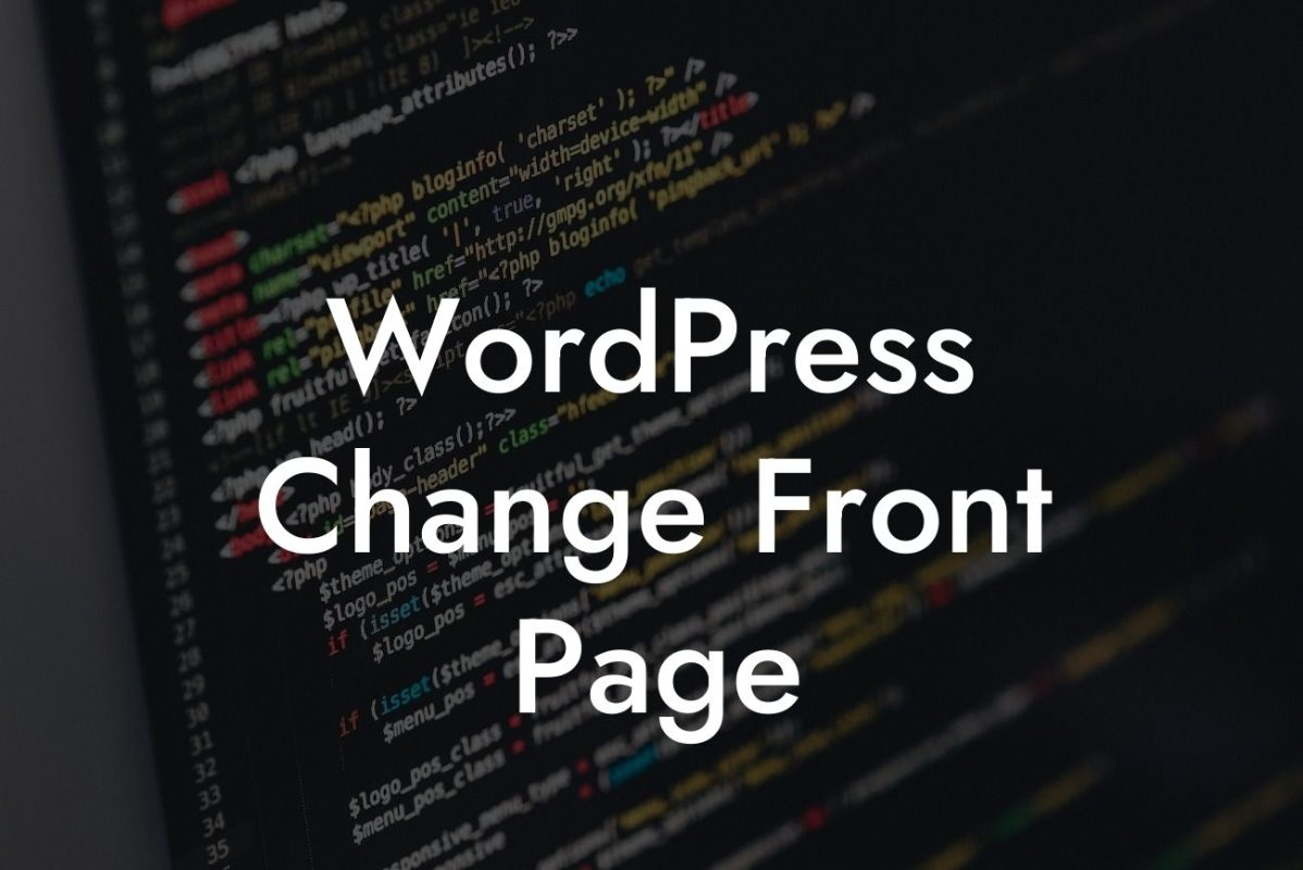 WordPress Change Front Page