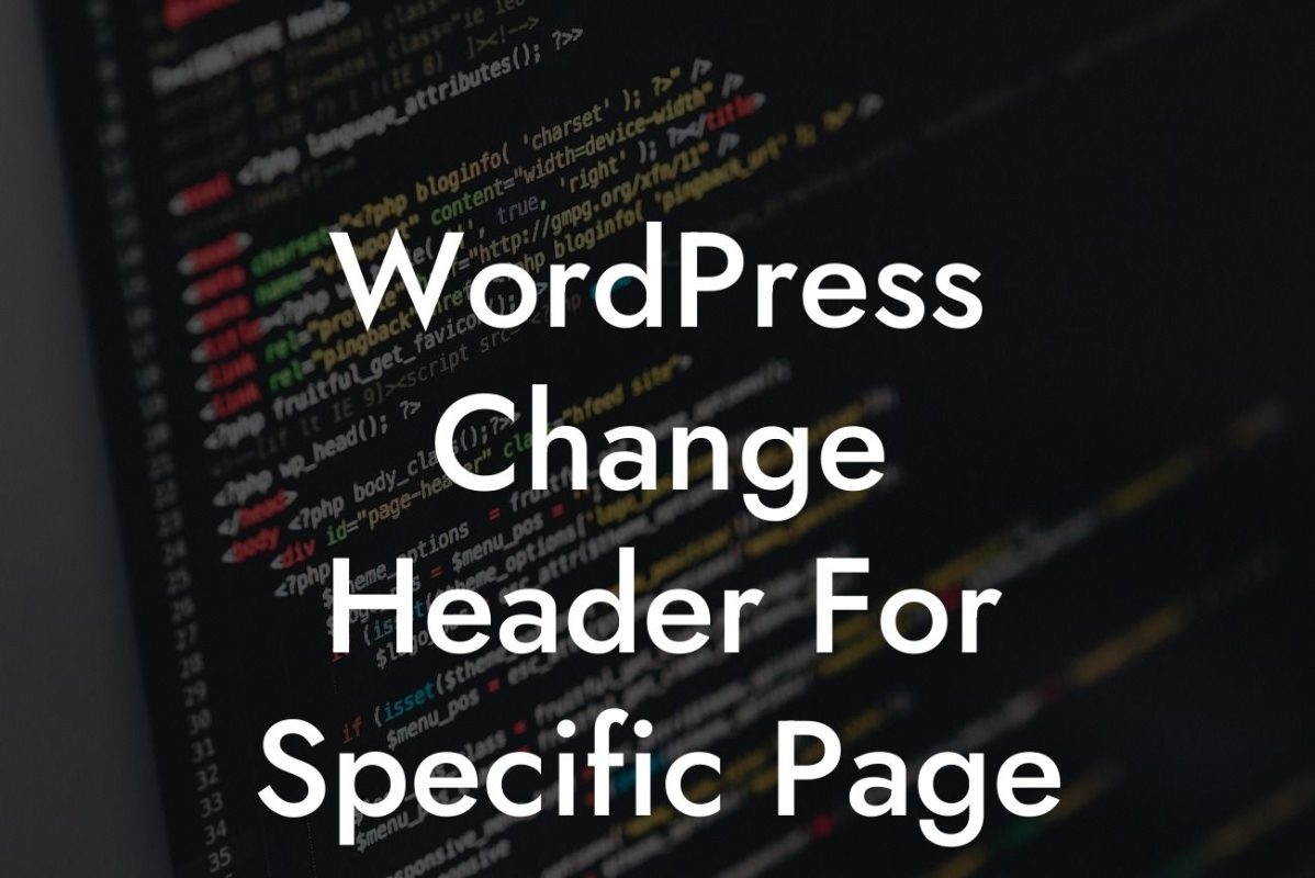 WordPress Change Header For Specific Page