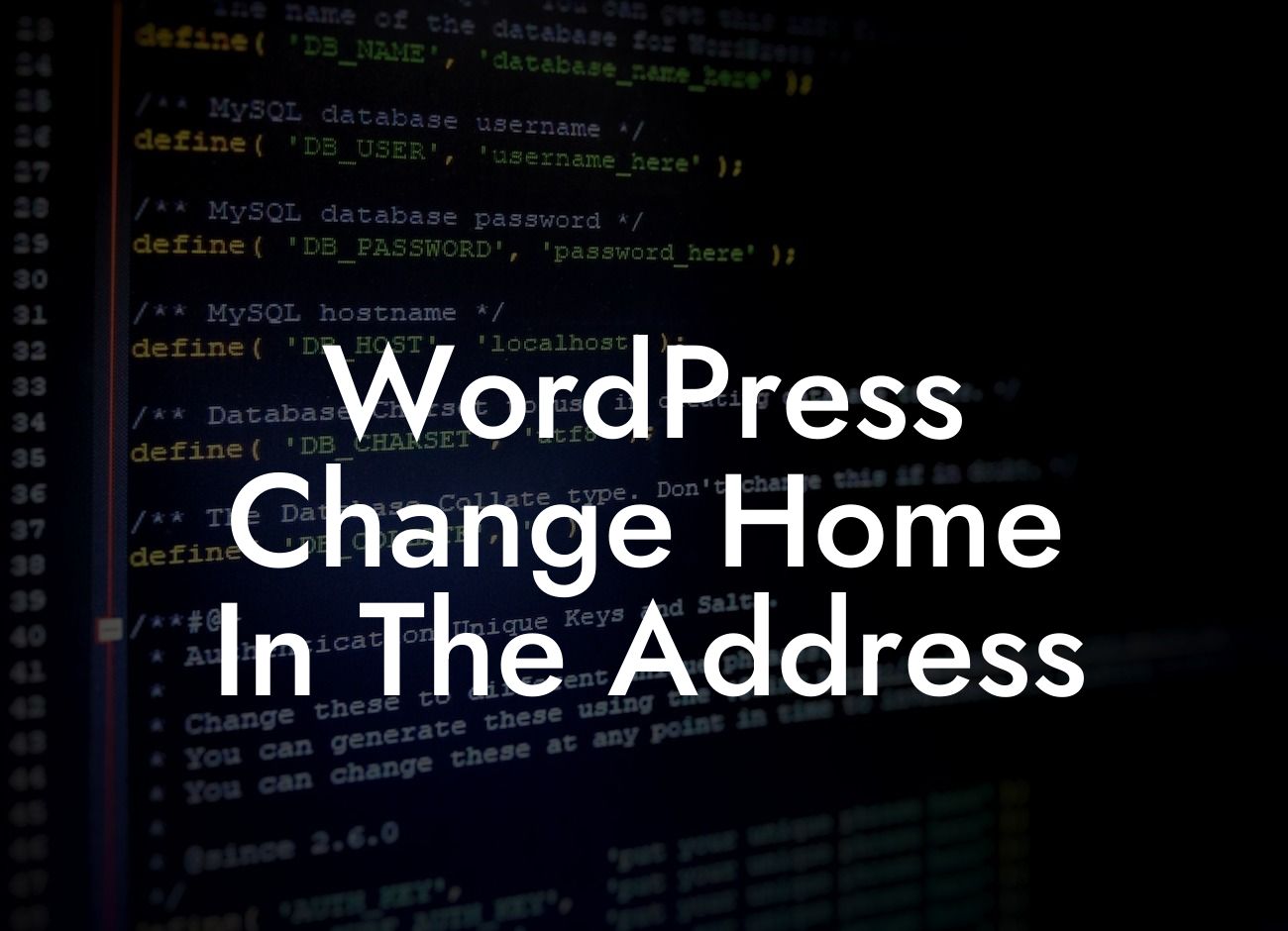 WordPress Change Home In The Address