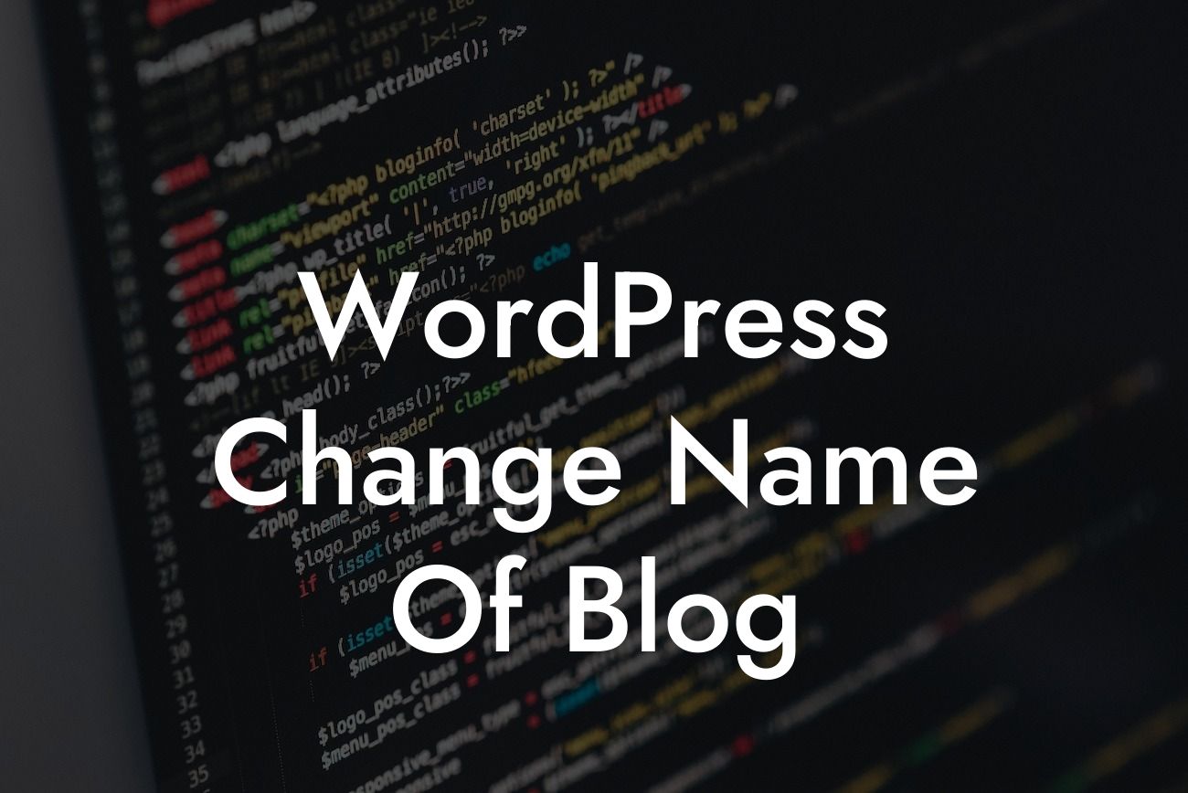 WordPress Change Name Of Blog