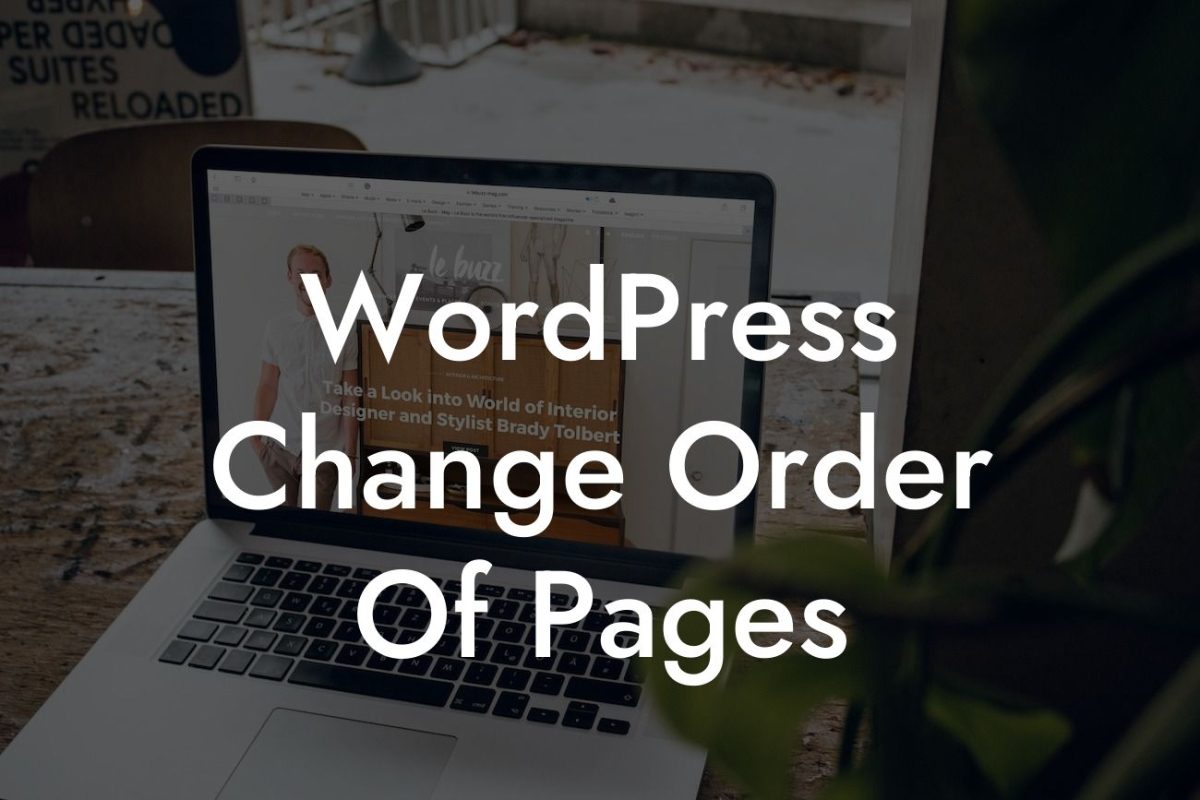 WordPress Change Order Of Pages