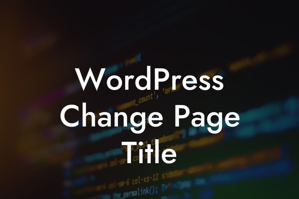 WordPress Change Page Title