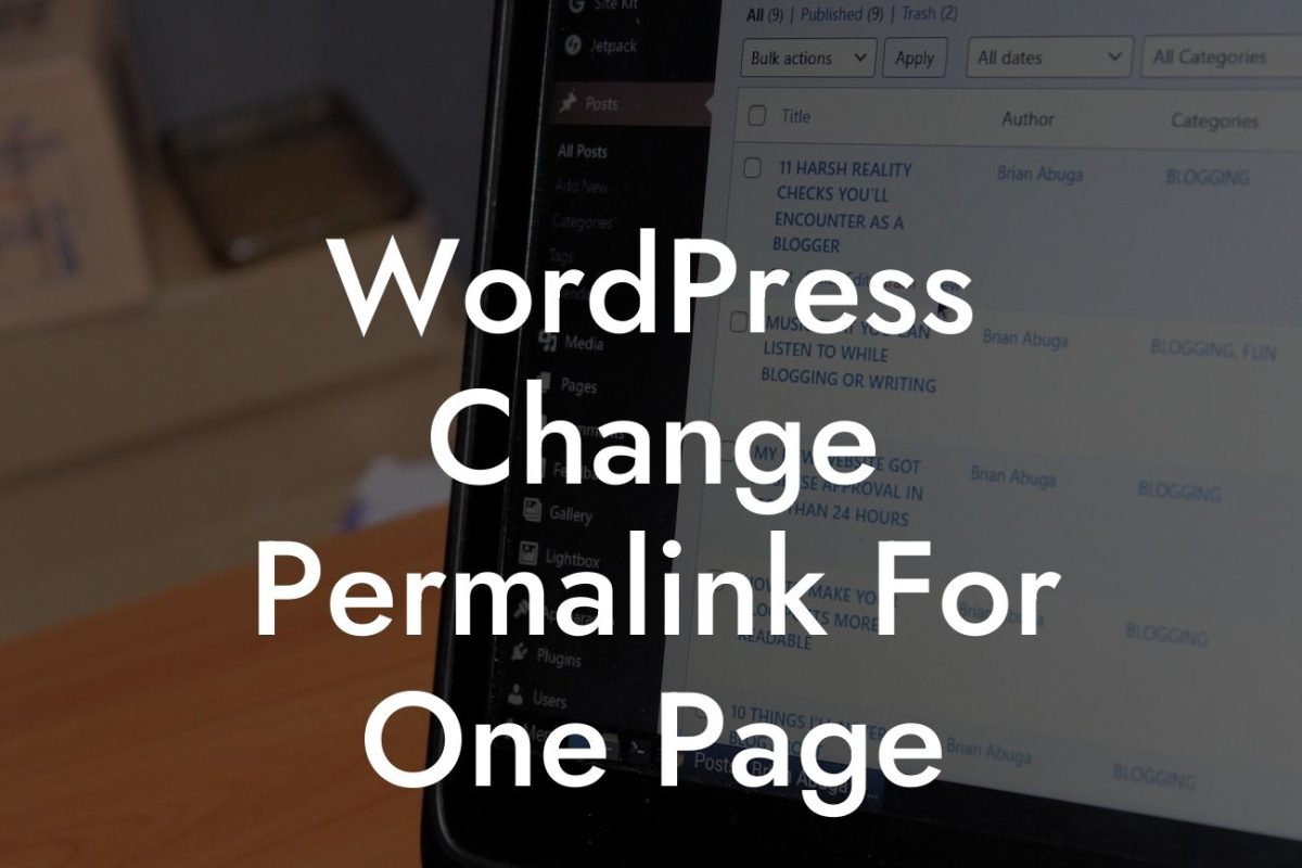 WordPress Change Permalink For One Page