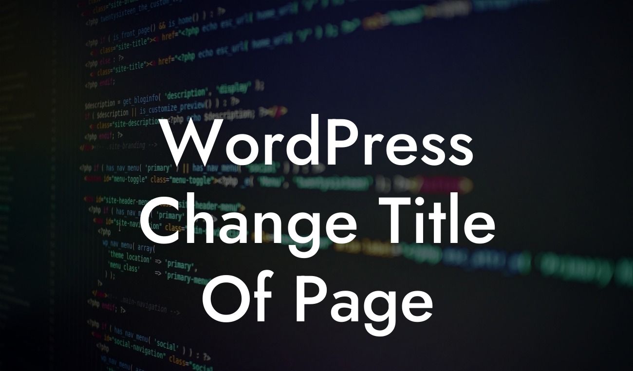 WordPress Change Title Of Page