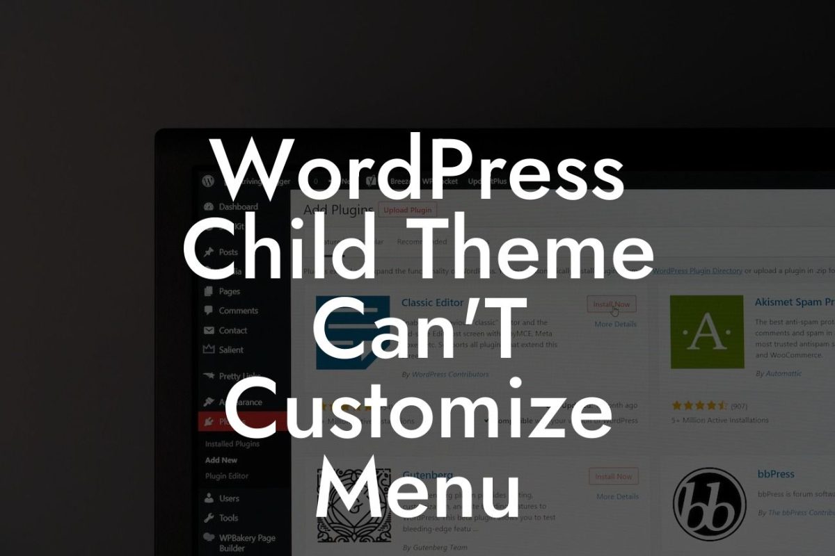 WordPress Child Theme Can'T Customize Menu