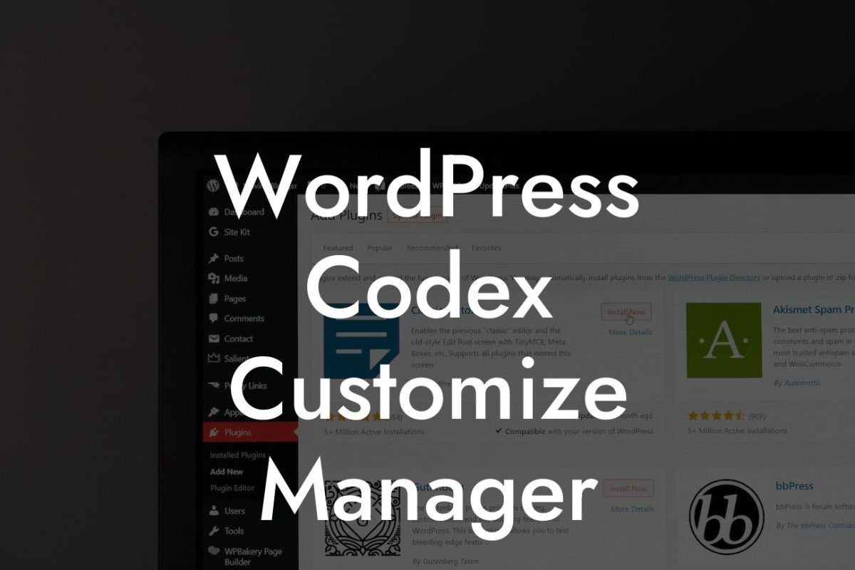 WordPress Codex Customize Manager