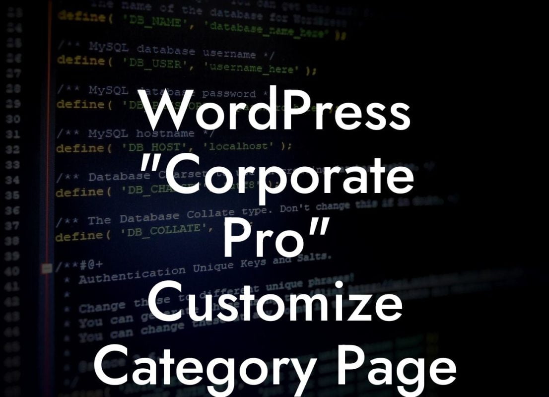 WordPress "Corporate Pro" Customize Category Page