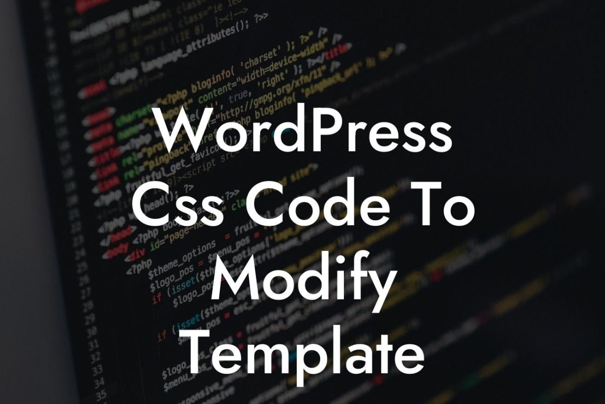 WordPress Css Code To Modify Template