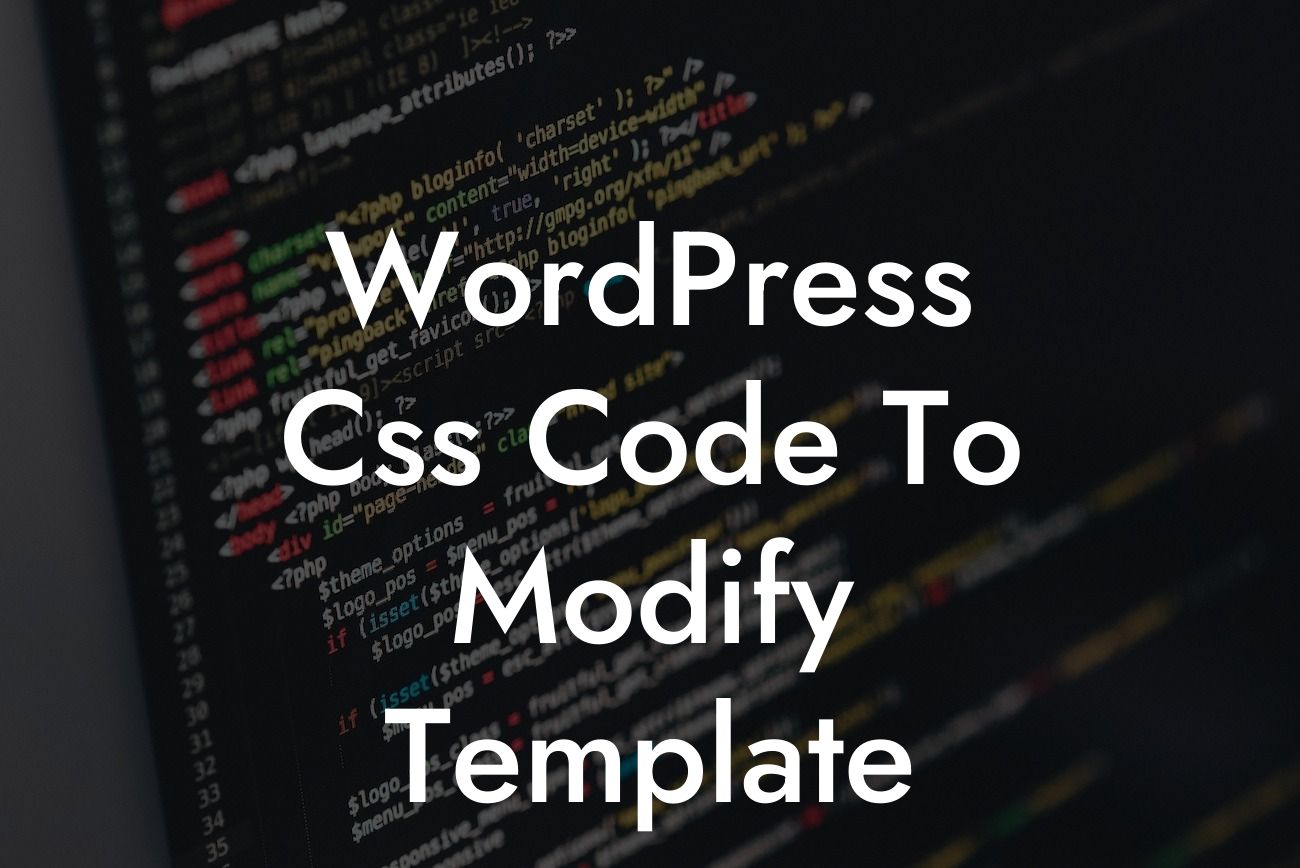 WordPress Css Code To Modify Template