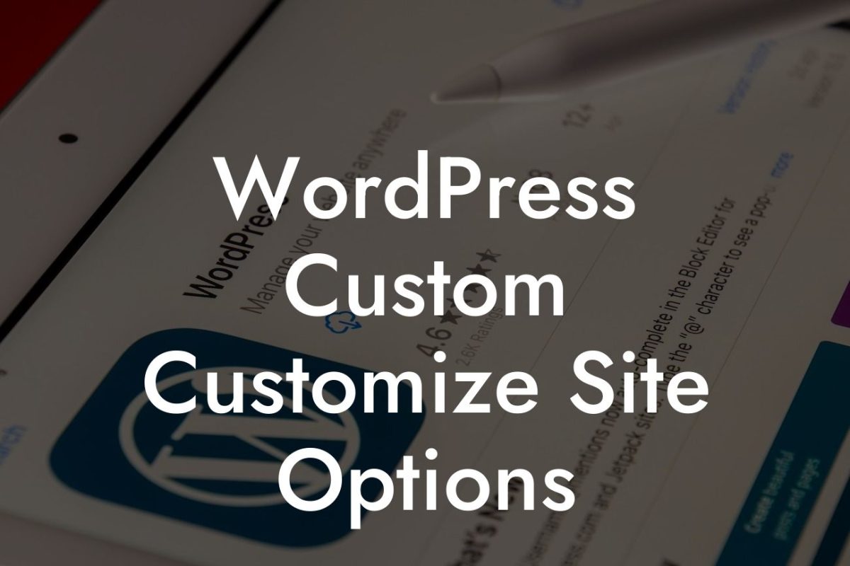 WordPress Custom Customize Site Options