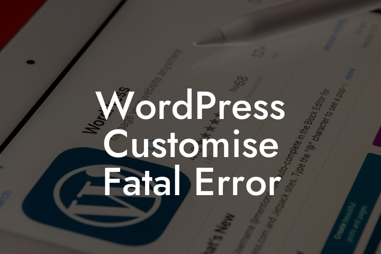 WordPress Customise Fatal Error