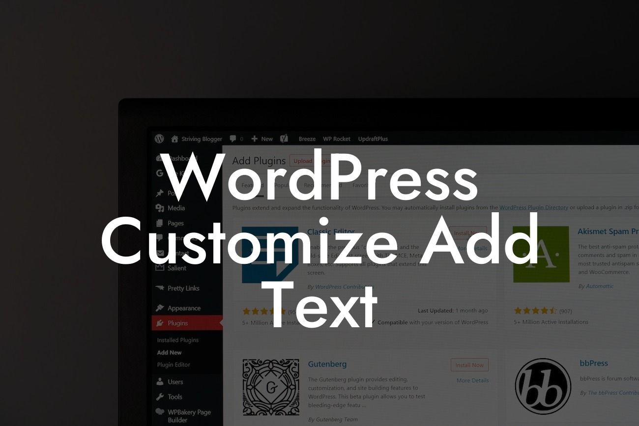 WordPress Customize Add Text