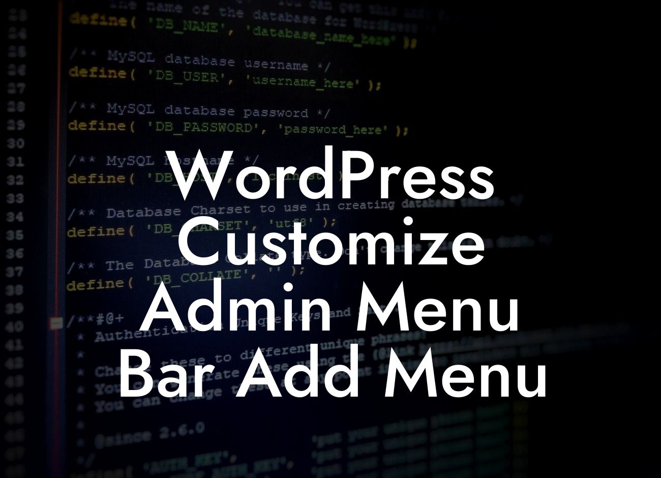 WordPress Customize Admin Menu Bar Add Menu