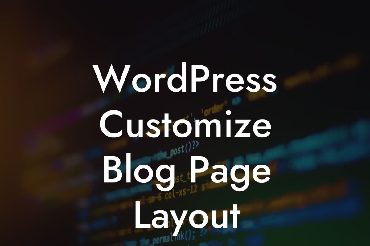 WordPress Customize Blog Page Layout