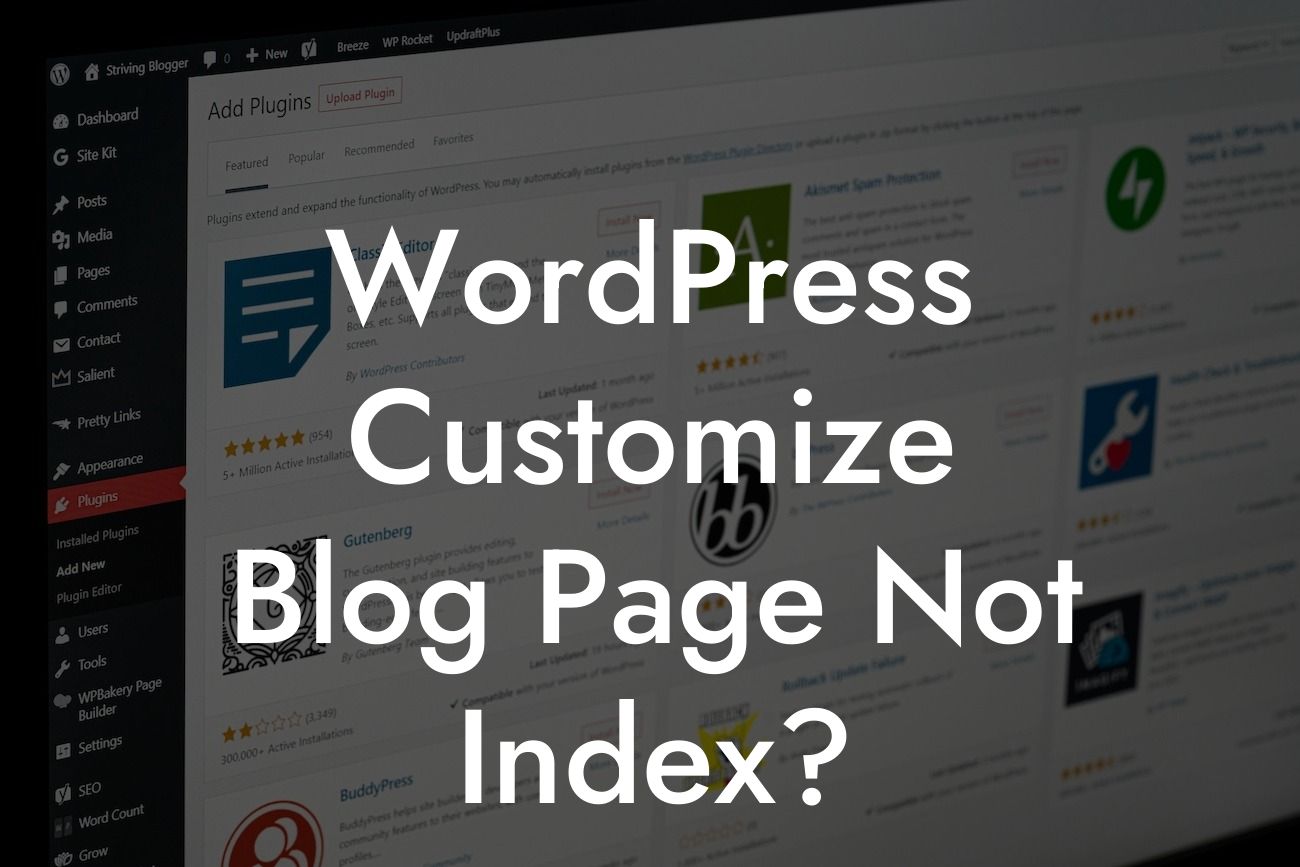 WordPress Customize Blog Page Not Index?