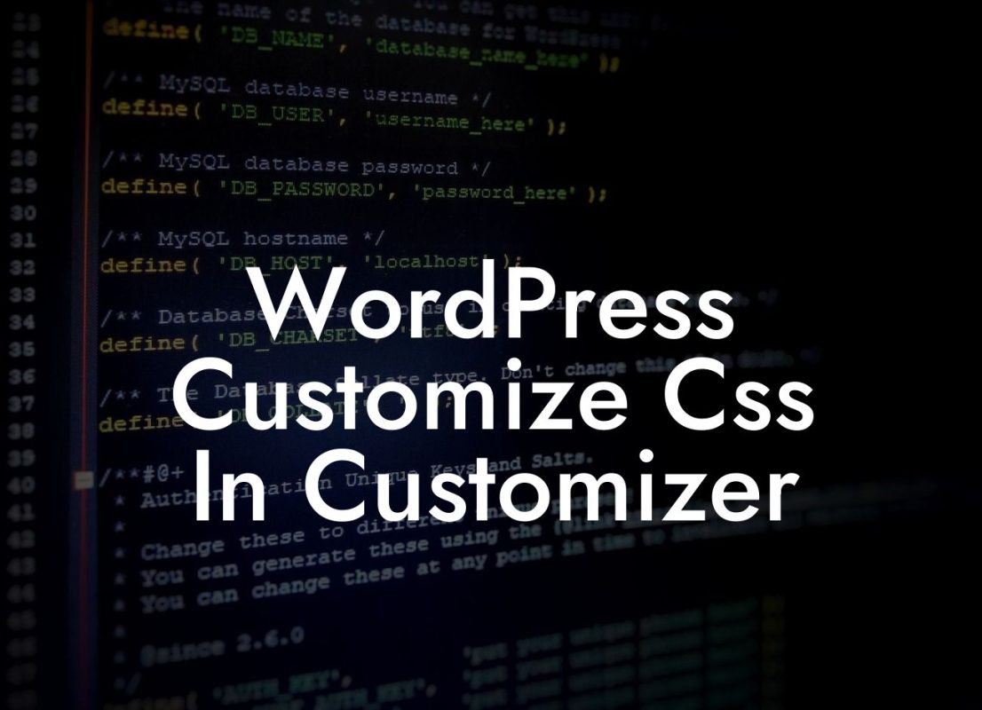 WordPress Customize Css In Customizer