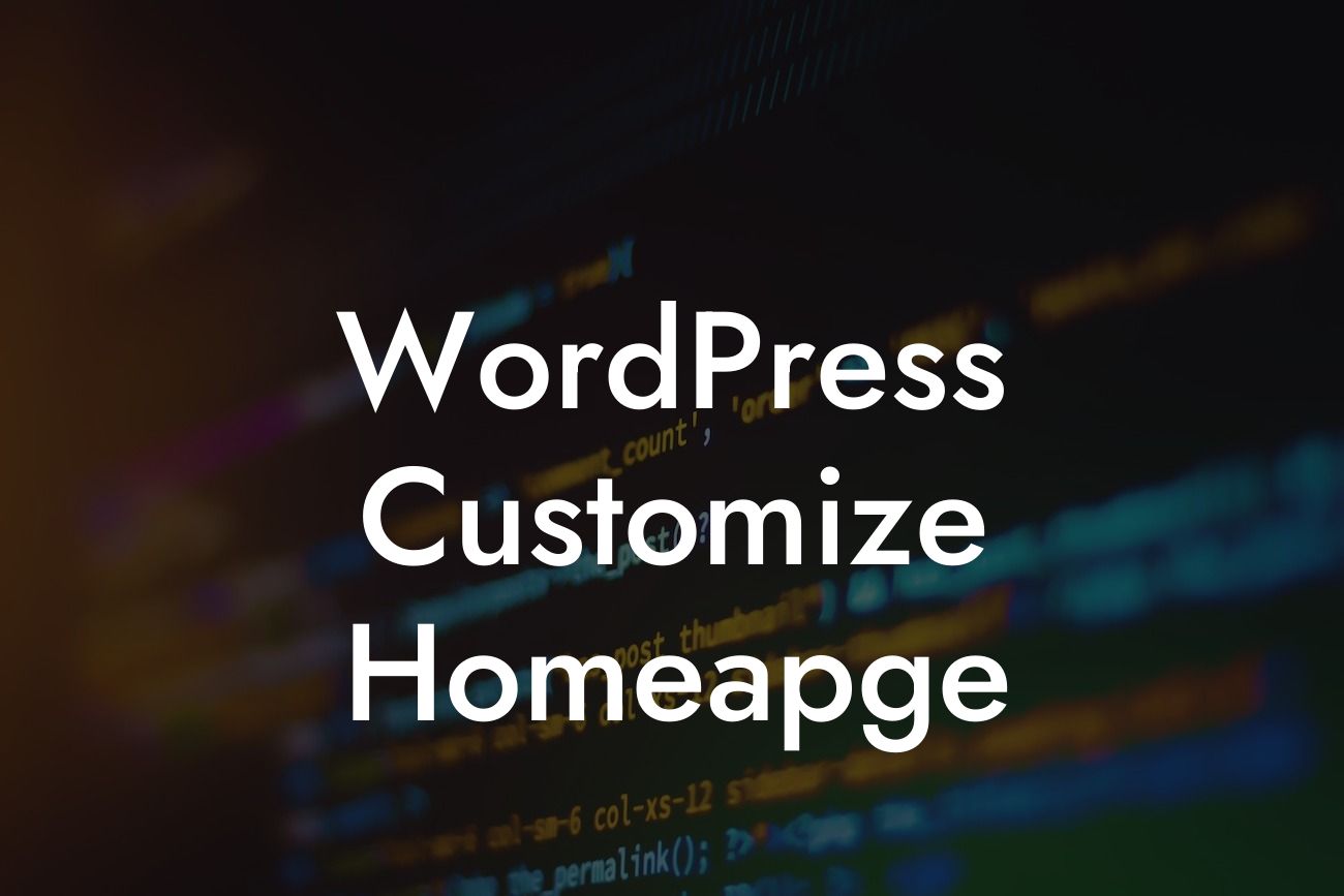 WordPress Customize Homeapge