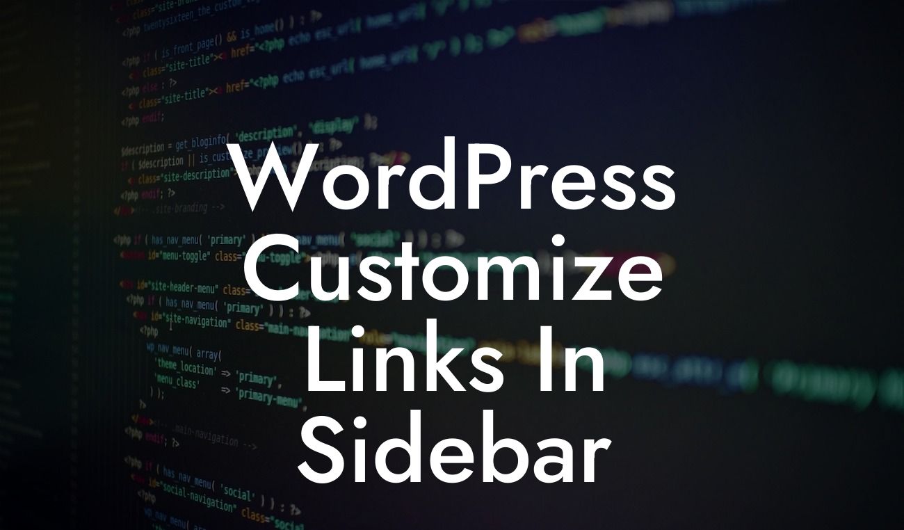 WordPress Customize Links In Sidebar