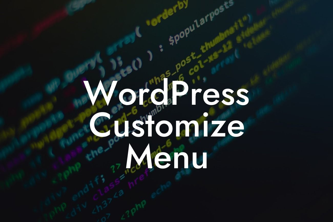 WordPress Customize Menu