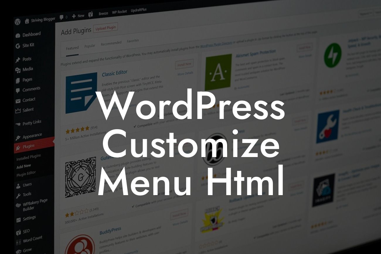 WordPress Customize Menu Html