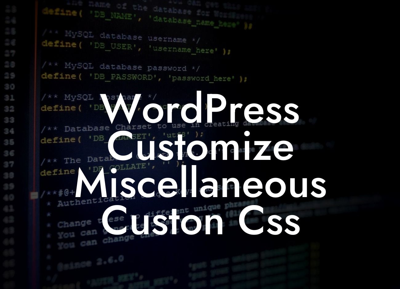 WordPress Customize Miscellaneous Custon Css