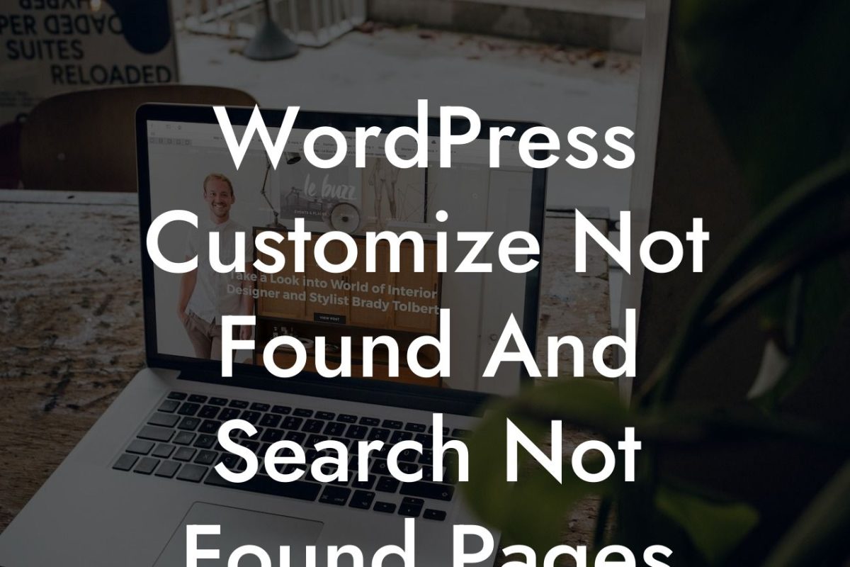 WordPress Customize Not Found And Search Not Found Pages