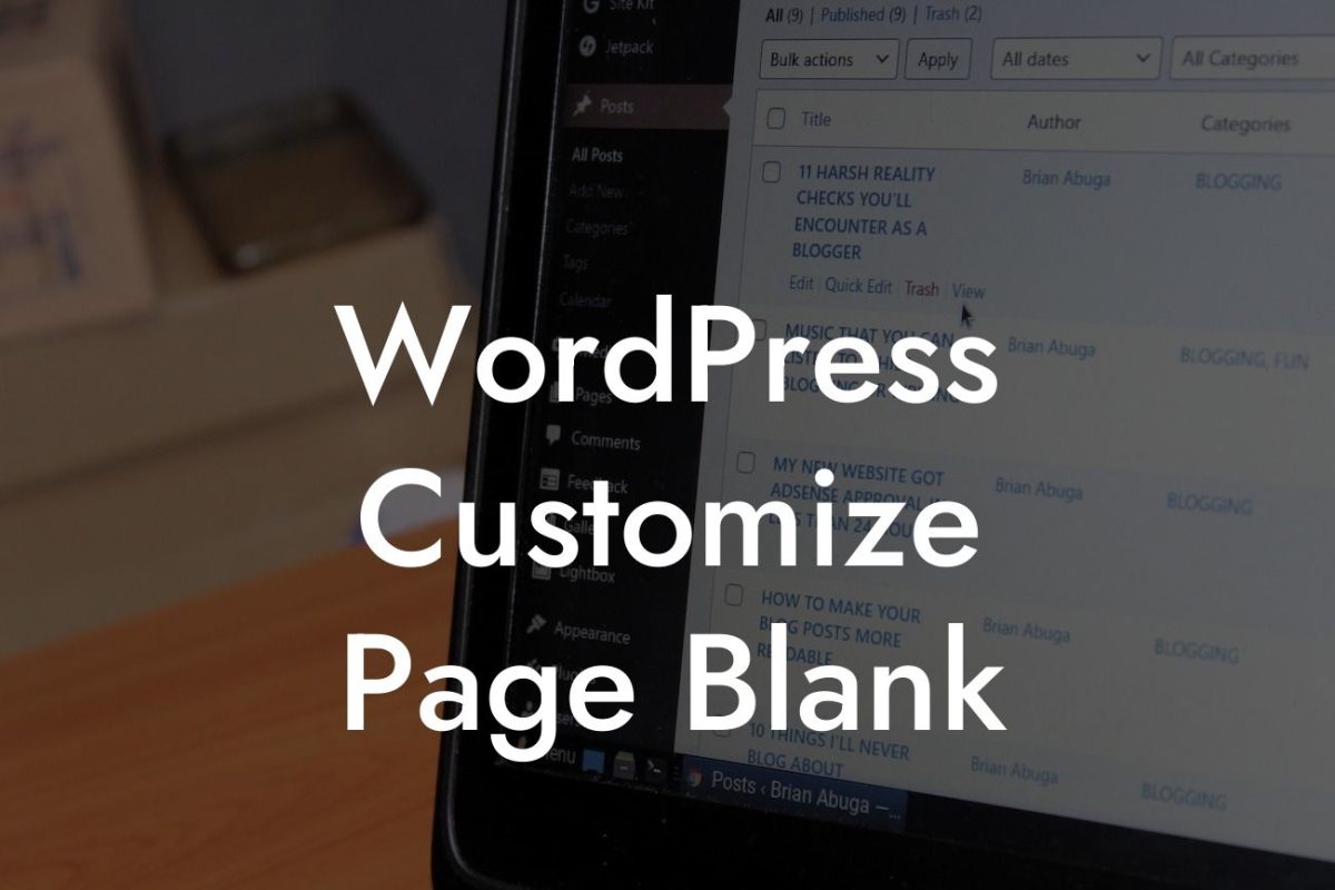 WordPress Customize Page Blank