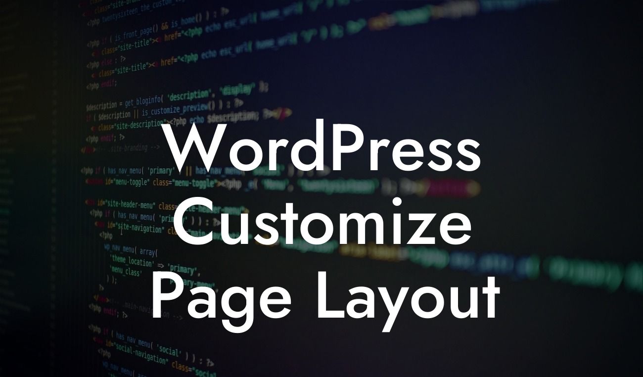 WordPress Customize Page Layout