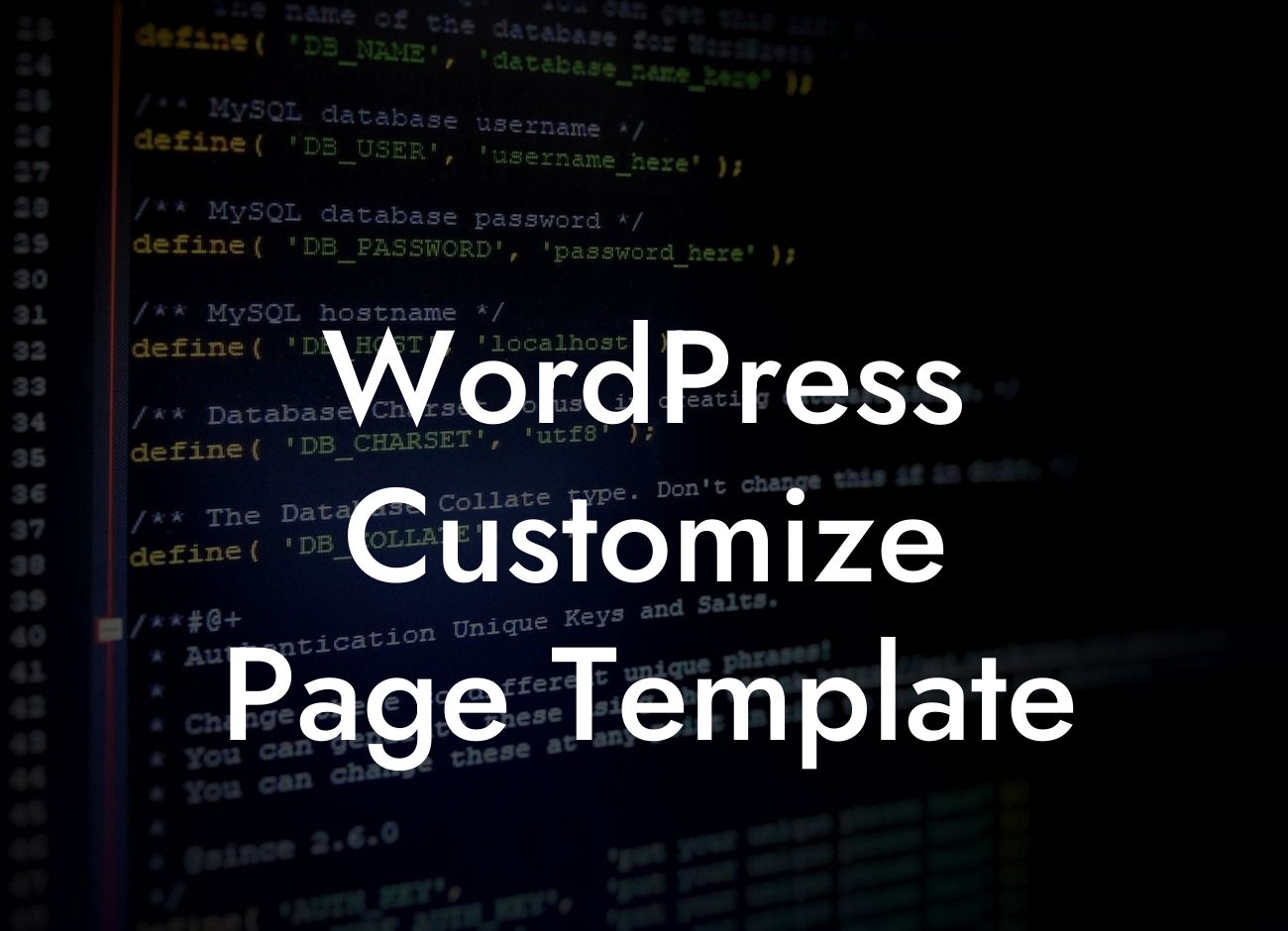 WordPress Customize Page Template