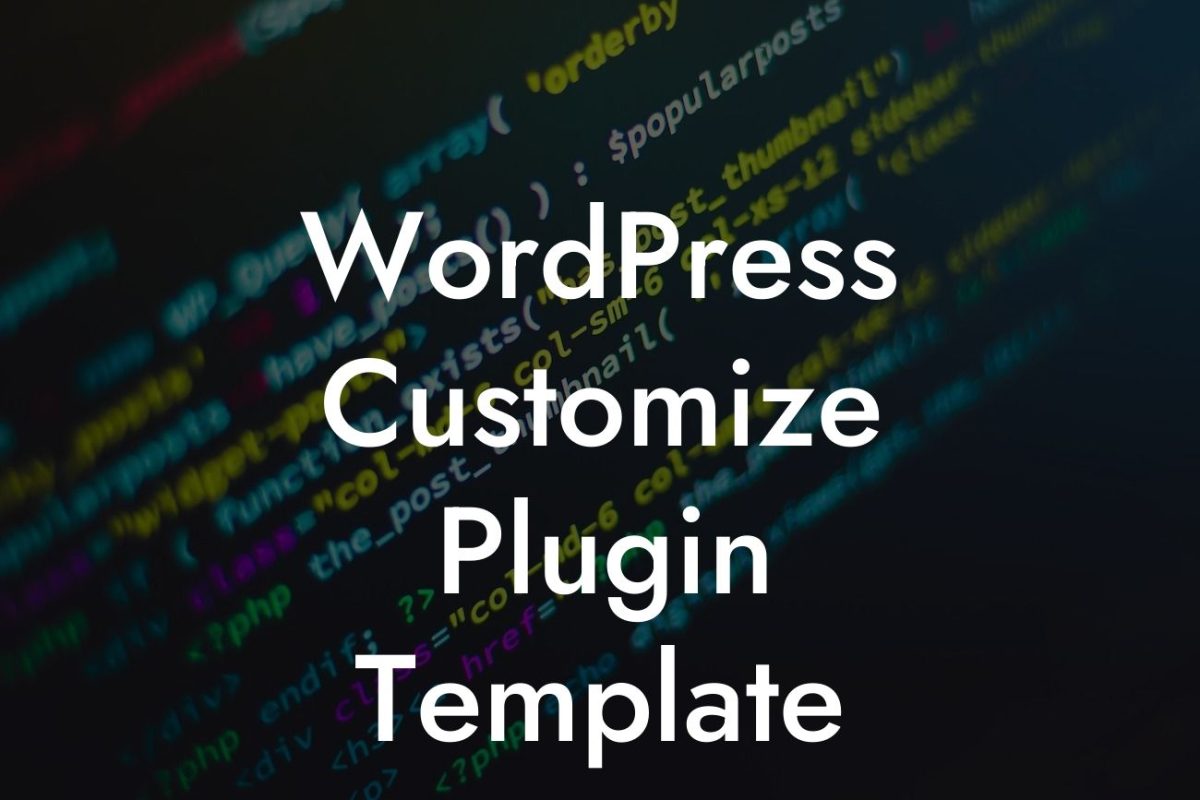 WordPress Customize Plugin Template