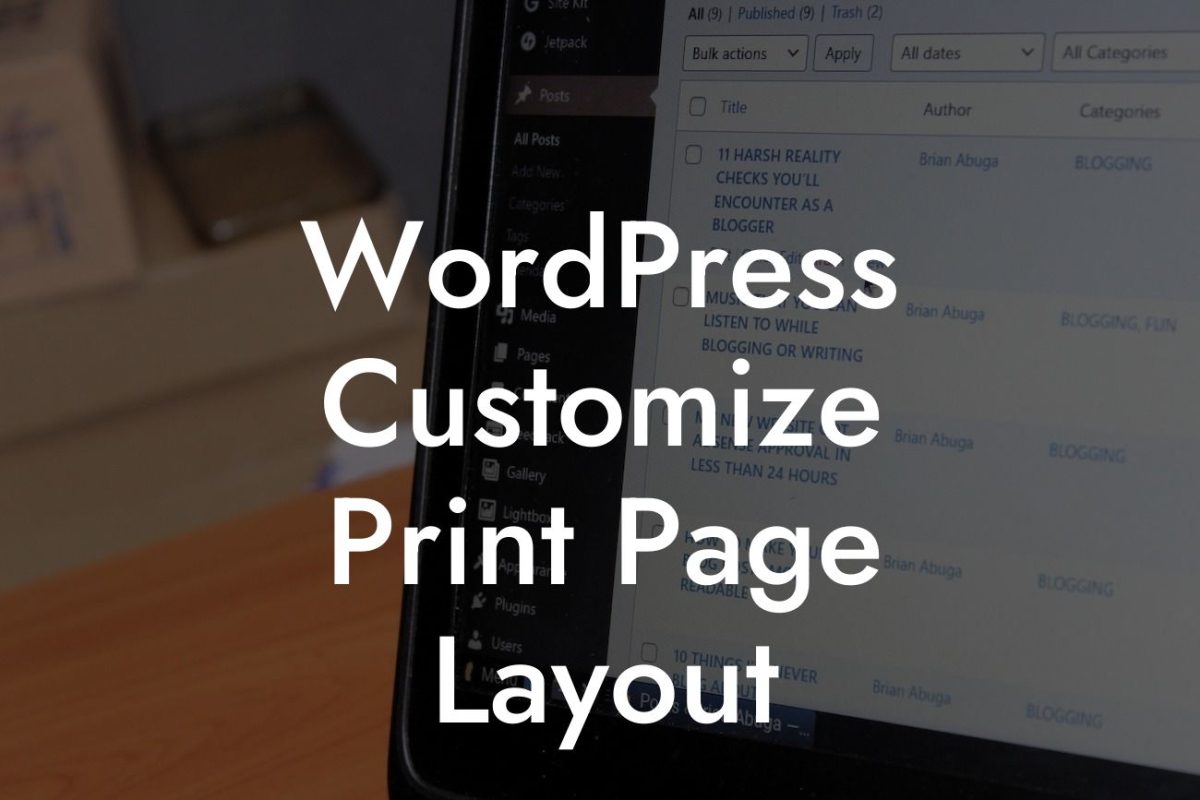 WordPress Customize Print Page Layout