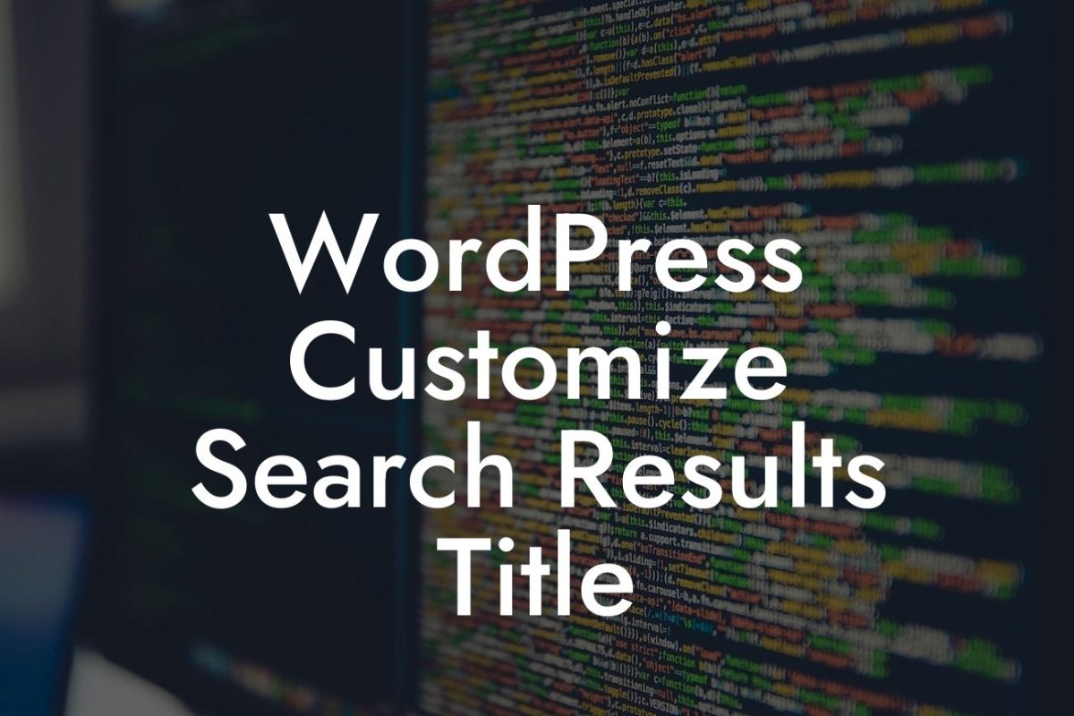 WordPress Customize Search Results Title