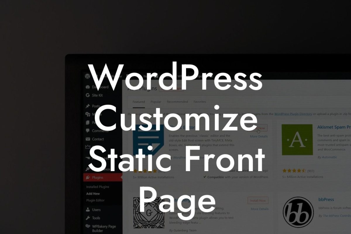 WordPress Customize Static Front Page