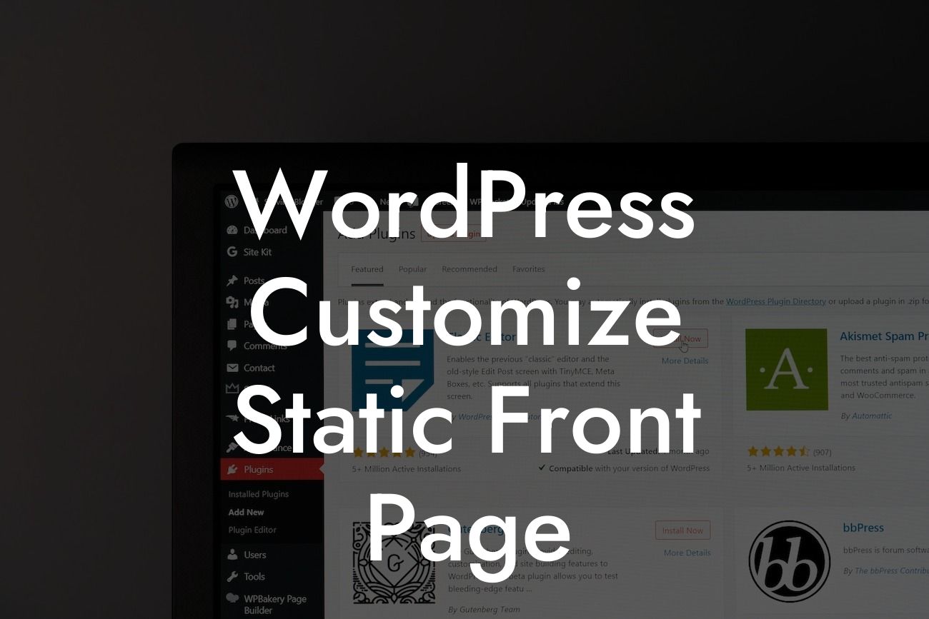 WordPress Customize Static Front Page