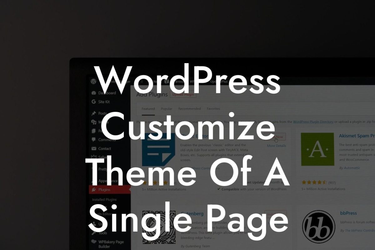 WordPress Customize Theme Of A Single Page