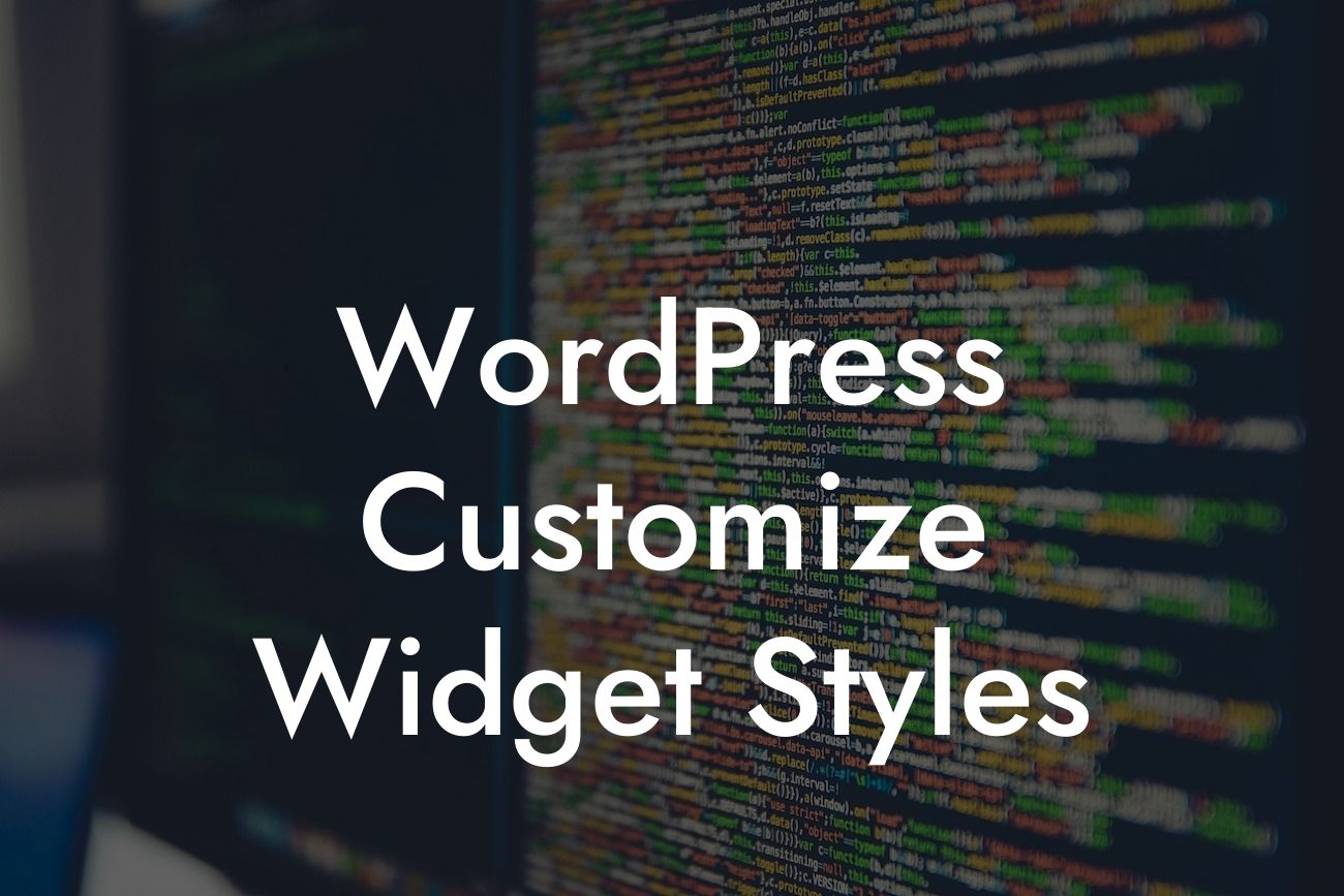 WordPress Customize Widget Styles