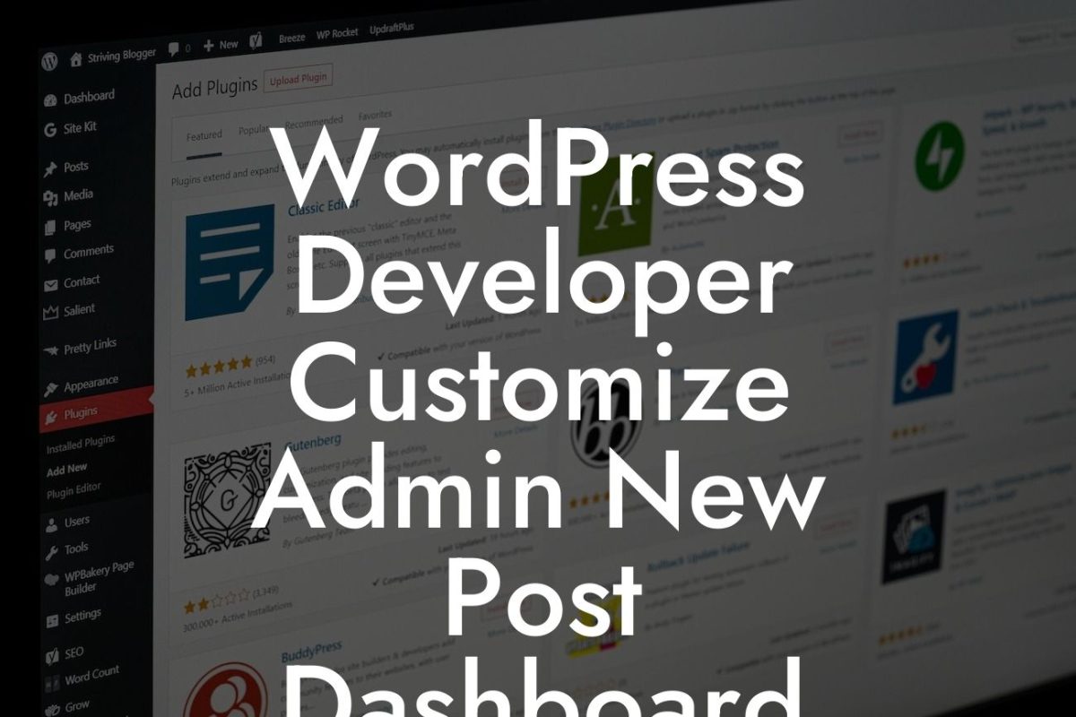 WordPress Developer Customize Admin New Post Dashboard