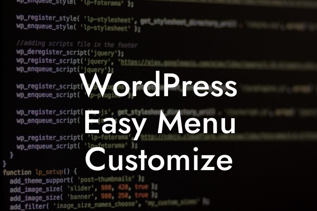 WordPress Easy Menu Customize