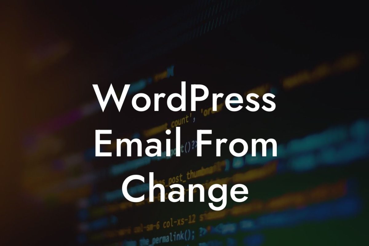 WordPress Email From Change
