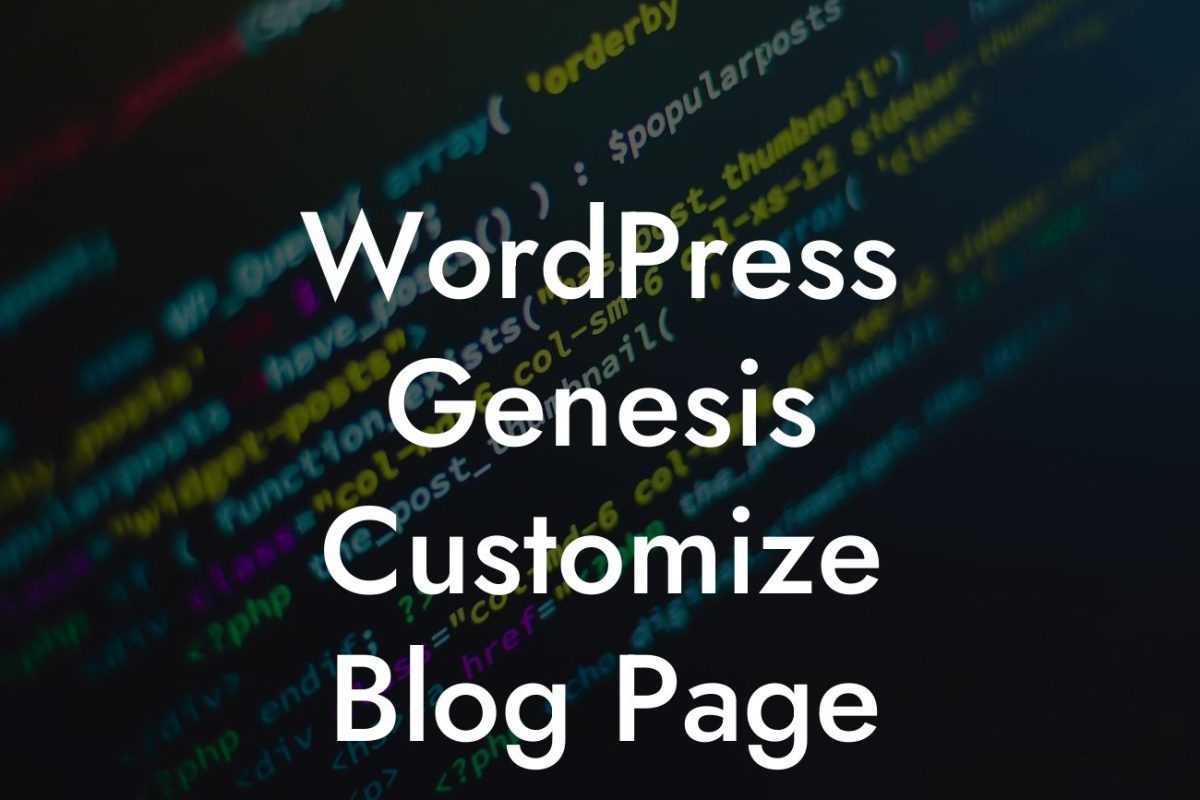 WordPress Genesis Customize Blog Page