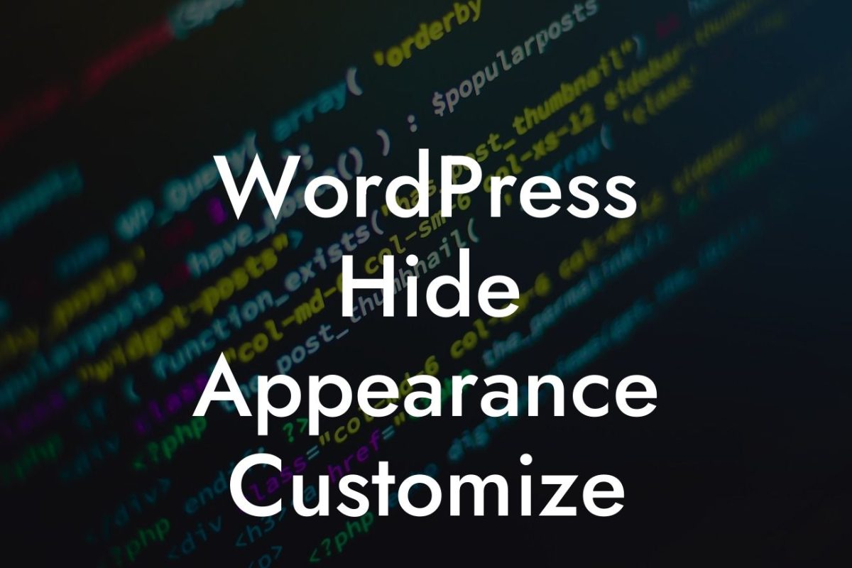 WordPress Hide Appearance Customize