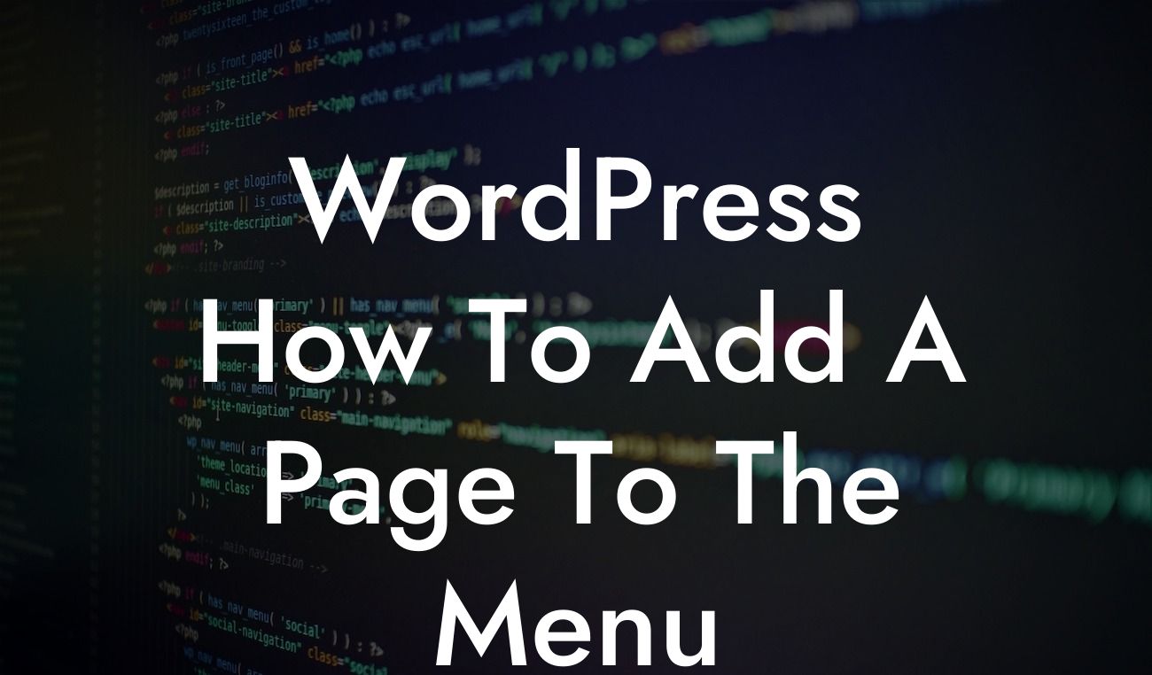 WordPress How To Add A Page To The Menu