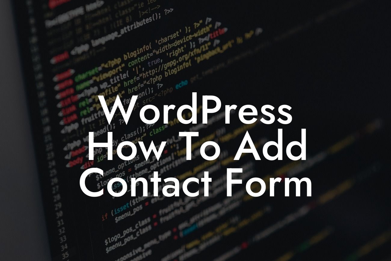 WordPress How To Add Contact Form